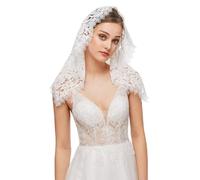 RUNRAYAY voile de la messe catholique pour les femmes, fleurs broyées dans le style espagnol voile de triangle de la tête d'église en dentelle, blanc