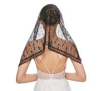 RUNRAYAY Voile de mantille en dentelle noire, couvre-chef de style espagnol, voile catholique doux et confortable, foulard d'église pour femmes.
