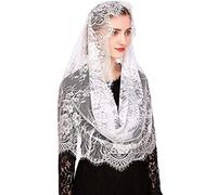 RUNRAYAY Voile d'infini en dentelle de style espagnol, foulard traditionnel d'inspiration vintage en forme d'infini, couvre-chef pour la messe latine à l'église.