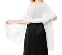 RUNRAYAY White Bridal Neck Scarf, Wedding Chiffon Shawl Tulle Bride Neck Shawl for Evening Dresses Wedding Ceremony, B