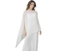 RUNRAYAY White Chiffon Long Cape Womens Capelets Shawls and Wraps for Evening Dress Chiffon Capes Wedding Cover Up, B