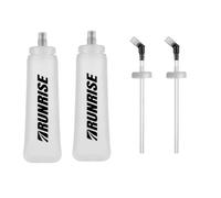 RUNRISE Lot de 2 Flasques Souples Running Trail 500ml | Sans BPA, 2 Bouchons Interchangeables, Sport + Tube d'Hydratation Pipette, Gourde Pliable, Compatible Gilet et Sac de Trail