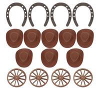 RUNROTOO 1 Ensemble de centres de Table sur Le thème du Far West : décorations Miniatures champêtres avec Chapeaux de Cowboy et Ornements en Forme de Roue - Centres de Table pour événements