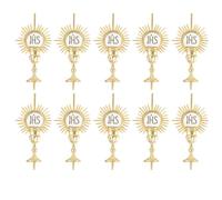 RUNROTOO 10 décorations pour cupcakes de communion : ornements chrétiens pour Noël - Décorations pour mini-cupcakes avec symboles religieux - pour événements religieux 5,1 x 3 cm