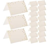 RUNROTOO 100 Cartes de Place en Papier Beige Impression à Points Dorés, Élégantes et Faciles à Tenir pour Mariage et Mise en Place de Table