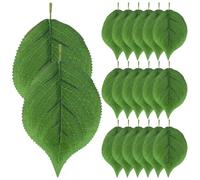 RUNROTOO 100 Feuilles artificielles : Feuillage Vert réaliste pour compositions, Feuilles Vertes pour décoration intérieure, Loisirs créatifs, guirlandes de fête et de Mariage 6,7 x 3,9 Pouces