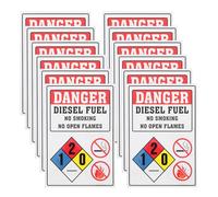 RUNROTOO 12 Feuilles Autocollants Avertissement de Sécurité Interdit de Fumer sans Flamme pour Stations-service Extérieur Autocollants Adhésifs de Prévention D'incendie Lot