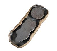 RUNROTOO 1pièce Lotus Decor Ceramic Tea Mat Smooth Kung Fu Tea Tray For Two Persons Practical For Ceremony And Art Display