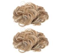 RUNROTOO 2 Pièces Chignon Bouclé Postiche Chignon Cheveux en Fibre Or, Volume, Facile à Fixer, pour Femmes, Usage Quotidien et Soirée
