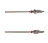 RUNROTOO 2 Pièces Foret à Clous en Carbure de Tungstène Argenté Compact et Portable Têtes de Remplacement Multiples pour Nail Art et Voyage