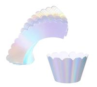 RUNROTOO 24 Caissettes à Cupcakes en Papier Irisé Arc-en-ciel Design Adorable, pour Événements Bureau et Mariages, Ajout Sophistiqué pour Décoration de Gâteau