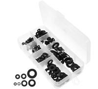 RUNROTOO 250 Pièces Rondelles en Nylon Noir M2-m8 Haute Température Support Surface Légères avec Boîte Plastique pour Électroménagers et Applications Marines