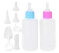 RUNROTOO 2ensembles Lot de Biberons pour Chatons et Chiots Sûr et Anti-Fuite Léger et Portable pour Nourrissage des Animaux Non Sevrés Rose et Bleu