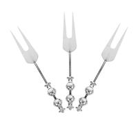 RUNROTOO 3 Pièces Fourchette à Huîtres Mini en Acier Inoxydable 201, Design Perlé Créatif, Finition Lisse et Utilisation Sûre pour Desserts et Fruits Lors de Pique-niques