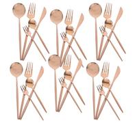 RUNROTOO 30pièces Coffret Ménagère Couverts Inox Ensemble de Vaisselle Complet avec Fourchettes Cuillères Couteaux Art Table pour Repas Familiaux et Fêtes