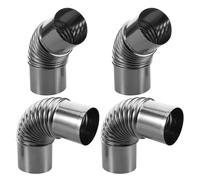 RUNROTOO 4 Pièces Coude de Poêle en Acier Inoxydable Argenté Résistant la Chaleur Tuyau de Ventilation pour Conduit de Cheminée Compatible Camping et Aventures en Plein Air