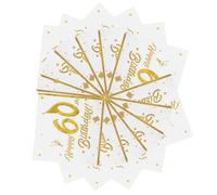 RUNROTOO 40 Pièces Serviettes en Papier Blanc pour Fête D'anniversaire Soixantième Anniversaire Texture Douce et Design Élégant, Décorations Jetables pour Préparation de Fête