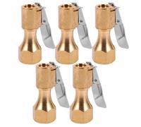 RUNROTOO 5 Pièces Mandrin à Air Cuivre pour Gonfleur de Pneu, Accessoire Compresseur avec Clip, Adapté à Valve de Pneu et Usage Véhicules Variés