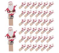 RUNROTOO 50 Mini Pinces à Linge de Noël - Pinces en Bois pour Cartes de Noël, décorations pour Photos et fêtes - Porte-mémos de