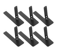 RUNROTOO 6 Pièces Support Pliable Ultra-Fin pour Téléphone Dos Adhésif en Acier Inoxydable Noir, Compatible Charge sans Fil, pour Tables de Chevet et Bureaux