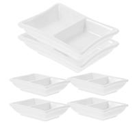 RUNROTOO 6pcs Petits Bols en Céramique Blanche Bords Arrondis, Plats pour Tremper Condiments comme Vinaigre et Huile, Gain de Place pour Fêtes de Pendaison de Crémaillère