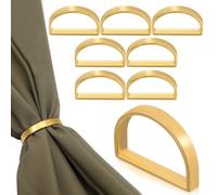 RUNROTOO 8 Pièces Ronds de Serviette en Alliage de Zinc Or, Lot, Résistants et Solides, Design Unique, pour Banquets et Occasions Décontractées