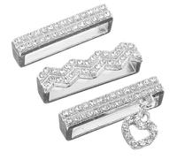 RUNROTOO Anneaux Décoratifs pour Bracelets Moins de 22mm en Métal Argenté Faciles à Utiliser Breloques Strass Uniques Lot de 3 pour Bracelet de Montre en Silicone