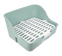 RUNROTOO Bac à Litière d'angle pour Lapin et Chinchilla en Abs, Structure Quatre Coins, Espace Ample et Confortable, Couleur Clair, pour Petite Cage à Lapin