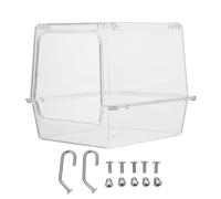 RUNROTOO Bac de Bain Suspendu en Acrylique pour Oiseaux et Perroquets Accessoire pour Cage Permet Bain D'oiseau pour Cage à Oiseaux