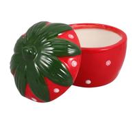 RUNROTOO Boîte de Rangement en Céramique Design Multifonctionnel Forme Fraise Rouge Couvercle Grosse Capacité, Toucher Lisse, Décoration Élégante pour Bijoux