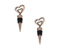 RUNROTOO Bouchon de Bouteille de Vin en Alliage 2pcs, Bouchon Créatif de Cœur, Réutilisable et Étanche, pour Mariage et Usage à Domicile