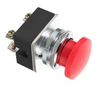 RUNROTOO Bouton-poussoir Rouge 30mm à Tête Plate en Plastique Réinitialisation Automatique, Haute Fiabilité et Caractéristiques Stables pour Commande Industrielle