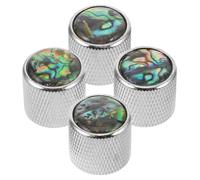 RUNROTOO Boutons de volume pour guitare basse en métal avec incrustation de nacre, contrôle précis, lot de 4 pièces, pour sessions en studio et scène