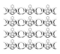 RUNROTOO Breloques Forme Lune et 80 en Alliage de Zinc Argentées Trou Suspendu, pour Fabrication Bracelets Créatifs pour Création Bijoux