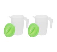 RUNROTOO Broc à Eau Plastique 2pcs avec Couvercle Étanche et Poignée Confortable 1l, Pichet à Jus pour Bars et Restaurants Réutilisable