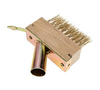 RUNROTOO Brosse à Désherber en Acier Trempé Manche en Bois, Brosse Patio pour Éliminer Mauvaises Herbes et Mousse, Outil Manuel Pratique pour Jardin et Nettoyage de Fissures