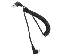 RUNROTOO Câble USB Micro Coiled Spring Droit Angle Charge Rapide Transfert Données Compatible Système Mobile Adaptateur Rétractable pour Voiture