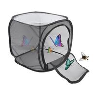 RUNROTOO Cage à Insectes Respirante Noire et Facile à Nettoyer en Polyester Pliable pour L'observation et L'élevage des Insectes en Extérieur