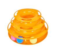 RUNROTOO Chat Interactif à 3 Niveaux en Plastique Orange, Assiette Ronde de Divertissement pour Chatons, pour Amusement et Renforcement du Lien L'animal