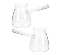 RUNROTOO Chauffe-lait Portable en Verre Borosilicate 450ml Résistant aux Hautes Températures, Cafetière à Ébullition Pratique Maison ou Salon de Thé, Lot de 2 Pièces Style Plusieurs styles