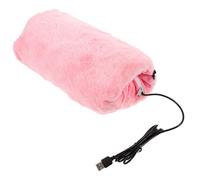 RUNROTOO Chauffe-Mains USB Rechargeable en Flanelle Rose, Protection Intégrée, Réchauffe-Mains pour Hiver, Présent d'anniversaire pour Femmes et Personnes Âgées