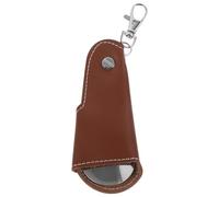 RUNROTOO Chausse Pied Pliable avec Porte Clés, Acier Inoxydable Marron | Cuir Synthétique, Format Compact, Usage Mobile, pour Femmes Enceintes et Aînés