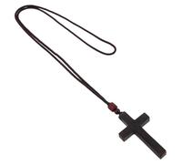 RUNROTOO Collier Croix en Bois Ébène, Pendentif Crucifix Vintage Suspendu pour Voiture, Décoration Intérieure Automobile Chrétienne, Accessoire Symbolique de Foi pour Hommes et Garçons