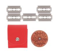 RUNROTOO Couteau à Double Face Bois de Hêtre avec Lames Remplaçables Outil de Découpe et Gravure de Pâte pour Boulangerie Portable avec Étui Rouge Accessoire de Cuisine pour Façonnage et