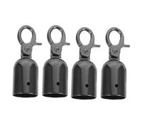 RUNROTOO Crochet de Fixation de Corde en Alliage de Zinc Noir avec Embouts pour Barrières de Sécurité, Butée D'extrémité Polyvalente pour Contrôle de Foule avec Vis Incluses