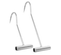 RUNROTOO Crochet de Levage Robuste en Fer pour Regards D'égout Argentés, Outil Portable Multifonction 2pcs Retrait de Plaques D'égout à Domicile