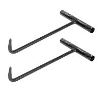 RUNROTOO Crochet de Porte à Volet Roulant en Acier Inoxydable Noir, Outil de Levage de Plaque D'égout Robuste, 2 Pièces pour Entretien des Égouts en Usine