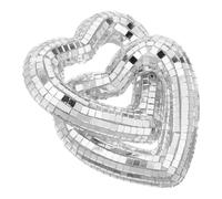 RUNROTOO Décoration Vintage de Cœur Relié Aspect Miroitant en Verre Argenté, Boule Disco pour Bureau pour Noël Saint-Valentin
