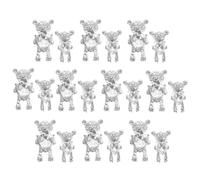 RUNROTOO Décorations pour Ongles Ours 3d Lot de 20 Pièces en Alliage de Zinc Argenté Cristaux, Faciles à Utiliser et Fêtes de Noël pour Manucure Créative