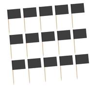 RUNROTOO Drapeaux Cure-Dents Noirs Vierges 200 Pcs, Piquets à Cocktails en Bois, Inserts Décoratifs pour Cupcakes et Amuse-Gueules, Accessoires Personnalisables pour Fêtes, Mariages